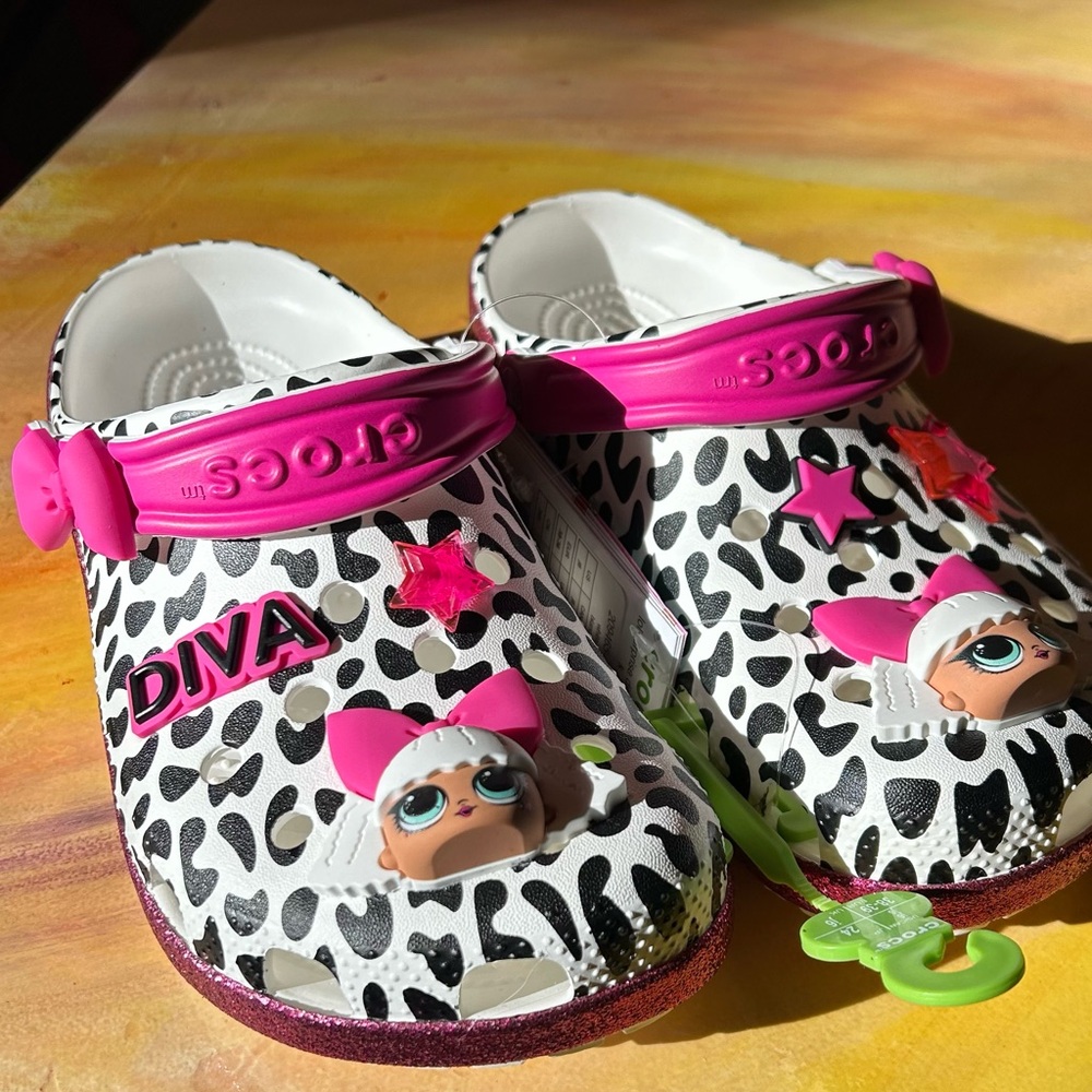 Crocs LOL Diva Animal Print Glitter Outsoles Shoes